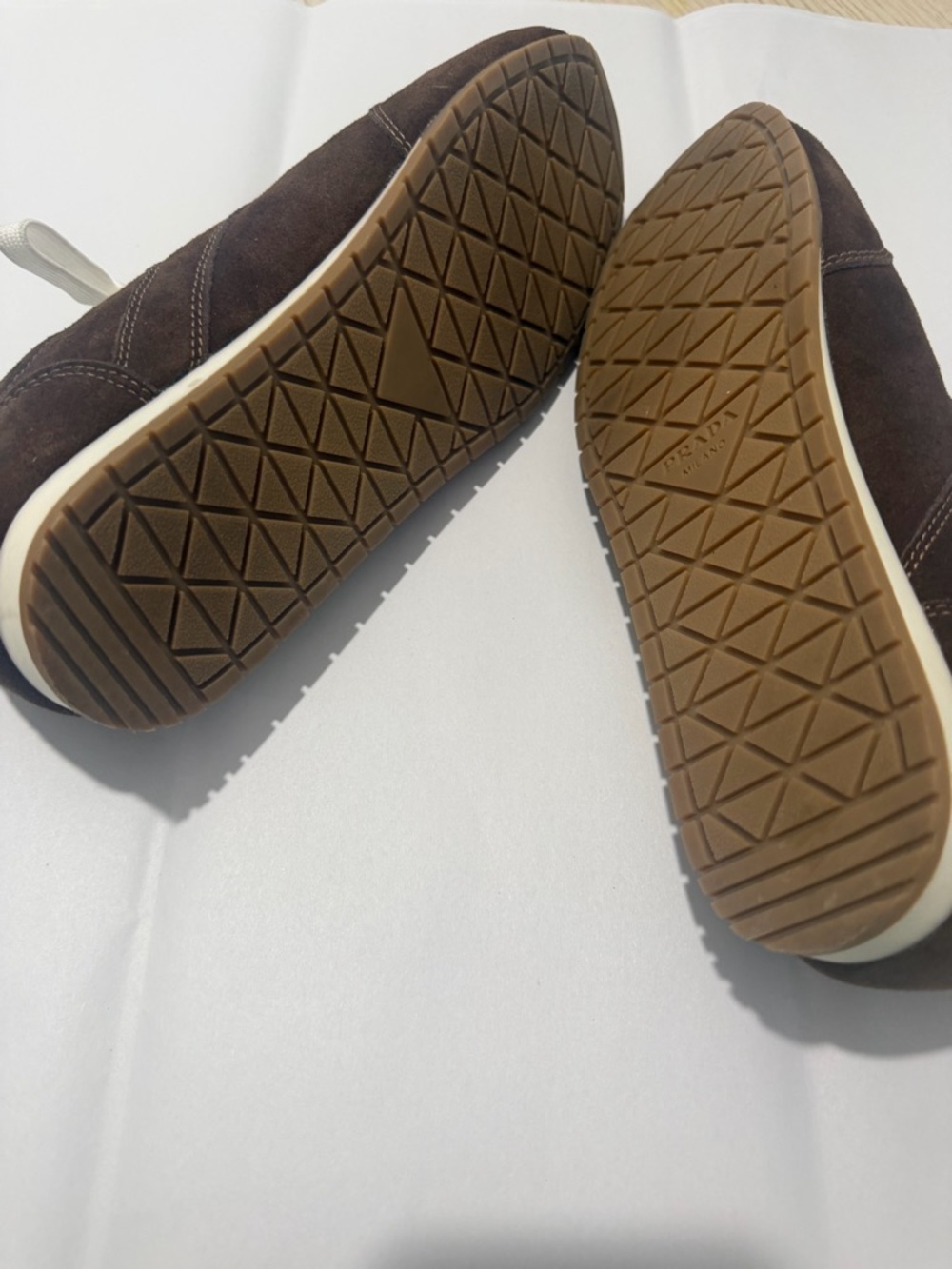 Prada Brown Suede women’s Sneakers with White Laces - Picture 4 of 13
